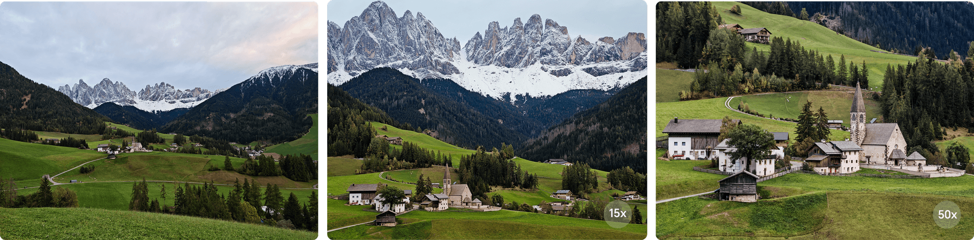 Четыре фотографии с домом используя зум.