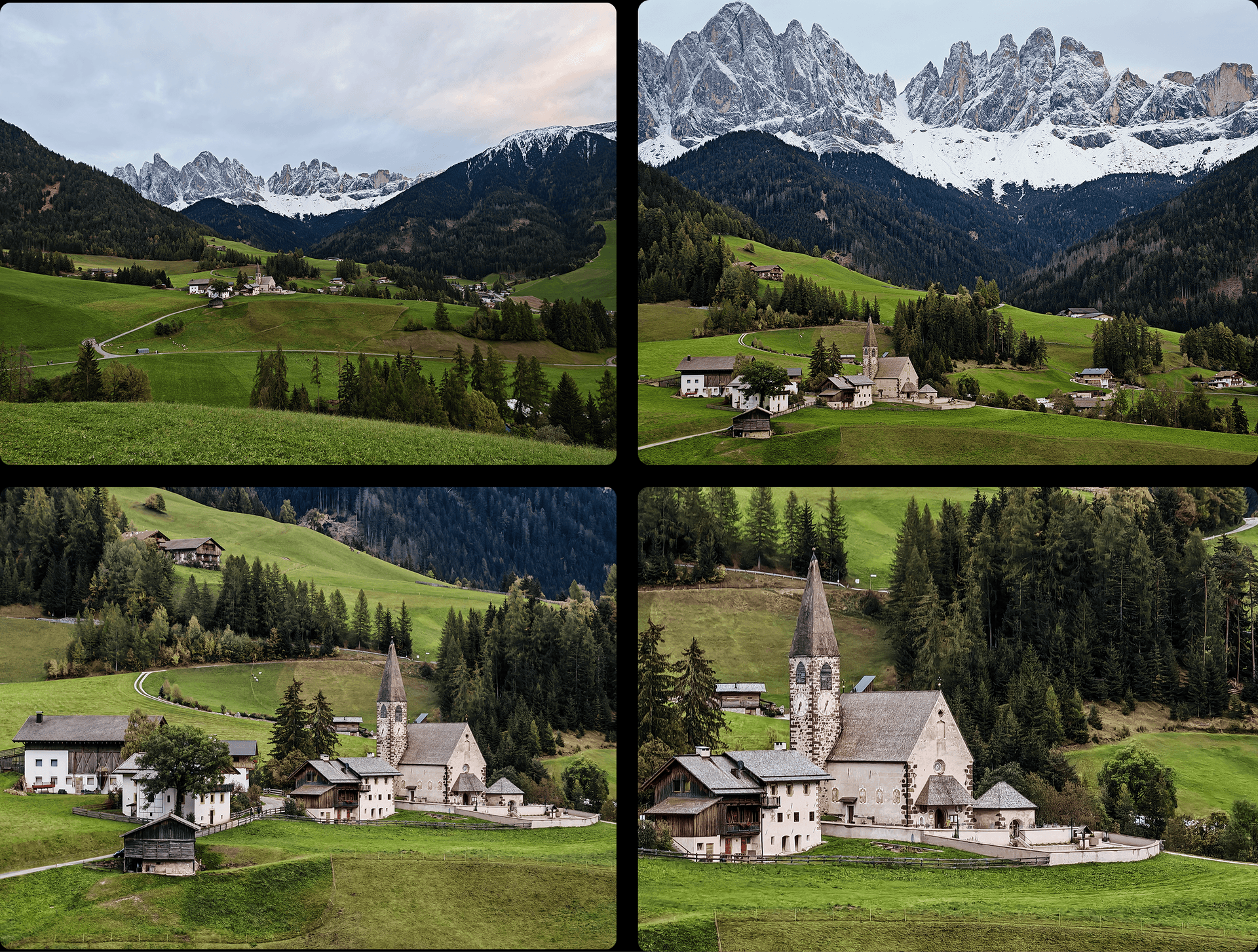 Четыре фотографии с домом используя зум.